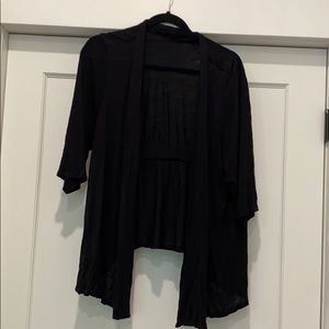 3/4 sleeve black lightweight open top